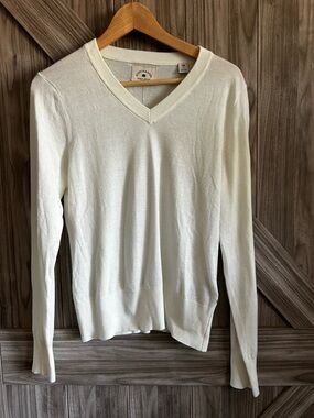 Scotch & Soda Maison Scotch soft spring "Literary Chic" V-Neck Cream Sweater